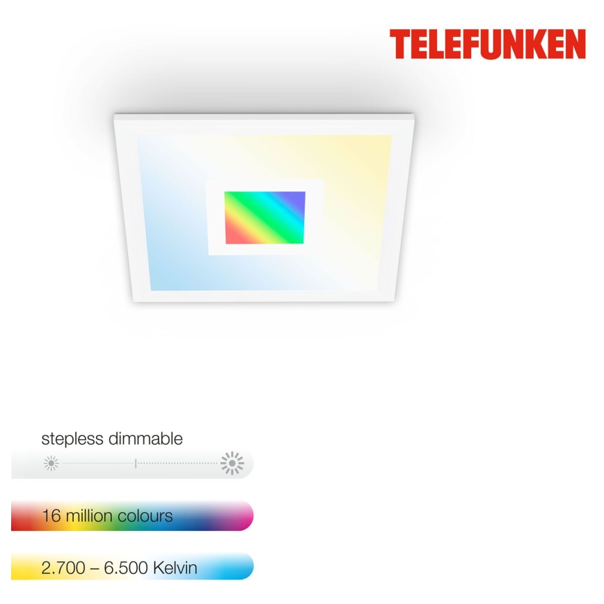 Telefunken 319006TF - LED RGBW Stmívatelné svítidlo LED/16W/230V 2700-6500K + dálkové ovládání