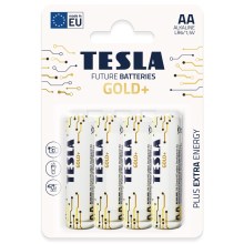 Tesla Batteries - 4 ks Alkalická baterie AA GOLD+ 1,5V 3200 mAh