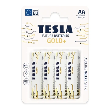 Tesla Batteries - 4 ks Alkalická baterie AA GOLD+ 1,5V 3200 mAh