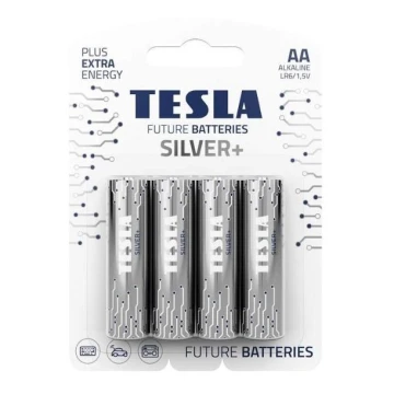 Tesla Batteries - 4 ks Alkalická baterie AA SILVER+ 1,5V 2900 mAh