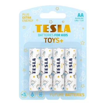 Tesla Batteries - 4 ks Alkalická baterie AA TOYS+ 1,5V 2900 mAh