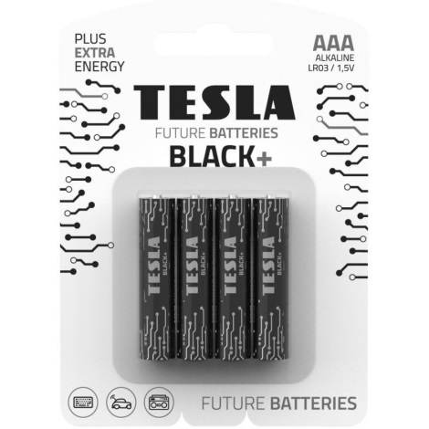 Tesla Batteries - 4 ks Alkalická baterie AAA BLACK+ 1,5V 1200 mAh