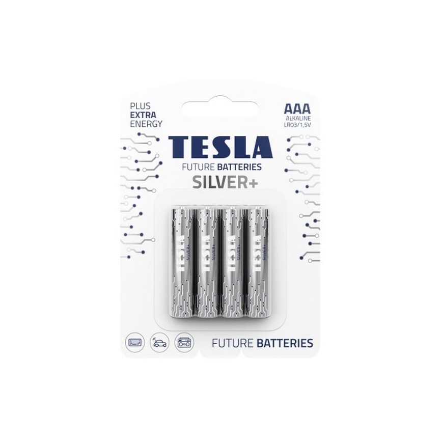 Tesla Batteries - 4 ks Alkalická baterie AAA SILVER+ 1,5V 1300 mAh