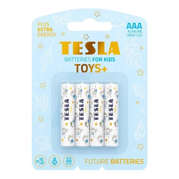 Tesla Batteries - 4 ks Alkalická baterie AAA TOYS+ 1,5V 1300 mAh