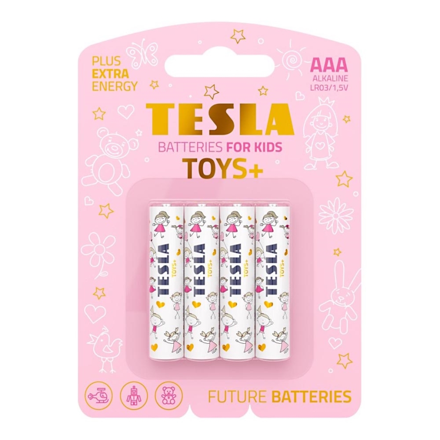 Tesla Batteries - 4 ks Alkalická baterie AAA TOYS+ 1,5V 1300 mAh
