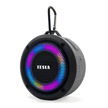 TESLA Electronics - LED RGB Bezdrátový reproduktor 5W/1200 mAh/3,7V IPX7 šedá