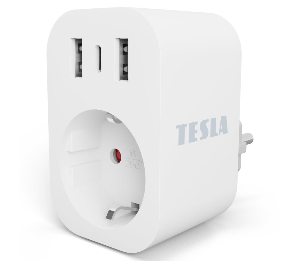 TESLA Smart TESLA Smart - Chytrá zásuvka 3680W/230V/16A Typ F/E 2xUSB-A + 1xUSB-C Wi-Fi