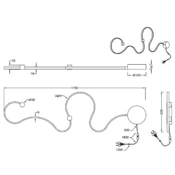 Trio - LED Stmívatelné nástěnné svítidlo SNAKE LED/20W/230V