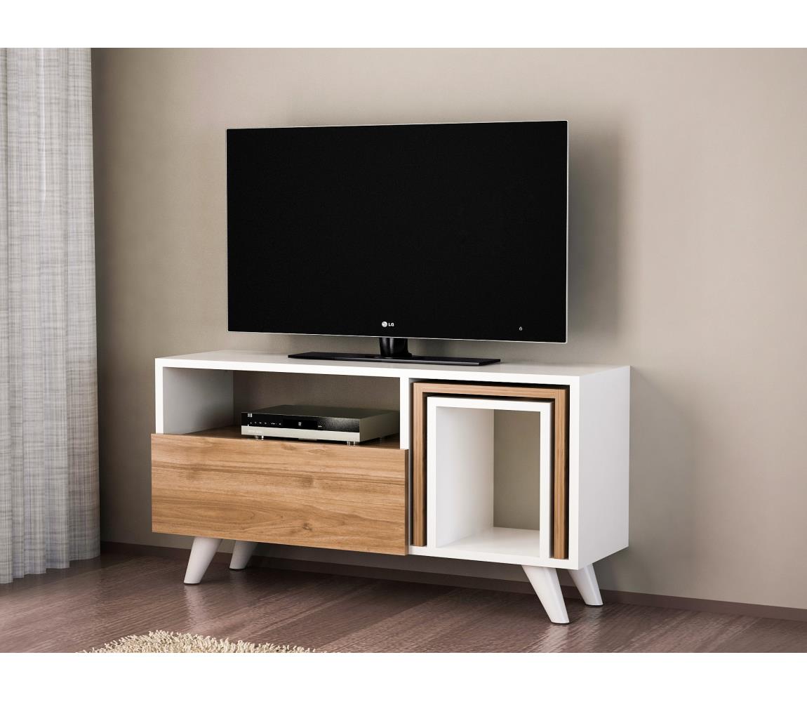 Asir TV stolek NOVELLA 51x90 cm bílá/hnědá AS0661