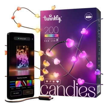 Twinkly - LED RGB Stmívatelný vánoční řetěz CANDIES 200xLED 14 m USB Wi-Fi