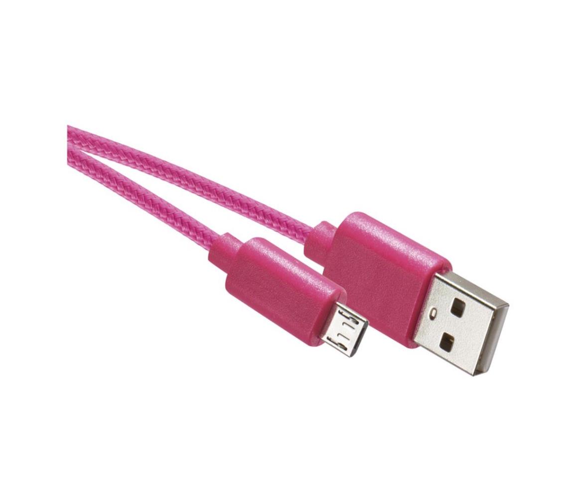 EMOS USB kabel USB 2.0 A konektor/USB B micro konektor růžová EMS377