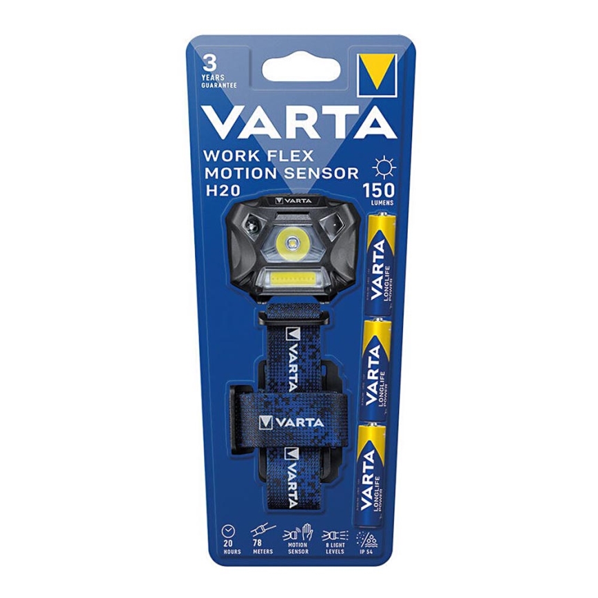 Varta 18648101421 - LED Stmívatelná čelovka se senzorem WORK FLEX LED/3xAAA IP54