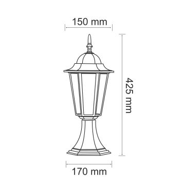 Venkovní lampa 1xE27/20W/230V IP43 42,5 cm patina