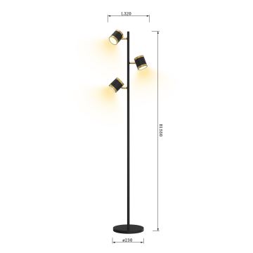 Wofi 3003-304S - LED Stmívatelná stojací lampa TOULOUSE LED/21W/230V černá/zlatá