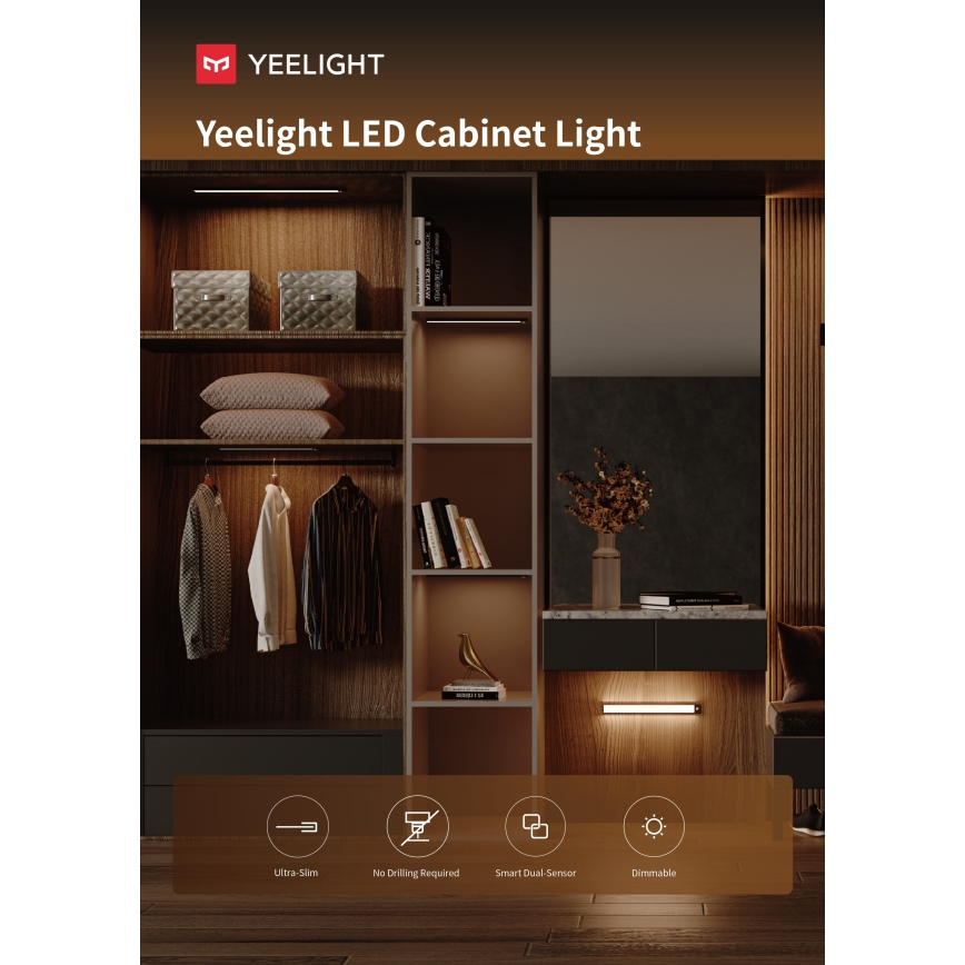 Yeelight - LED Stmívatelné nabíjecí osvětlení nábytku se senzorem LED/2,3W/1500 mAh 4000K 40 cm stříbrná