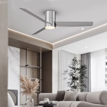 ZEVENTI - LED Stropní ventilátor BARROSA LED/18W/230V Wi-Fi Tuya matný chrom + dálkové ovládání