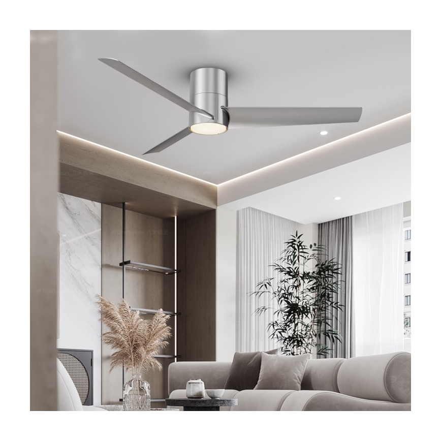 ZEVENTI - LED Stropní ventilátor BARROSA LED/18W/230V Wi-Fi Tuya matný chrom + dálkové ovládání