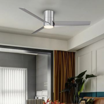 ZEVENTI - LED Stropní ventilátor BARROSA LED/18W/230V Wi-Fi Tuya matný chrom + dálkové ovládání