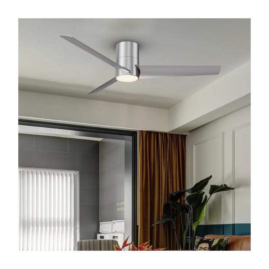 ZEVENTI - LED Stropní ventilátor BARROSA LED/18W/230V Wi-Fi Tuya matný chrom + dálkové ovládání