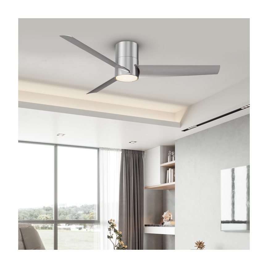 ZEVENTI - LED Stropní ventilátor BARROSA LED/18W/230V Wi-Fi Tuya matný chrom + dálkové ovládání