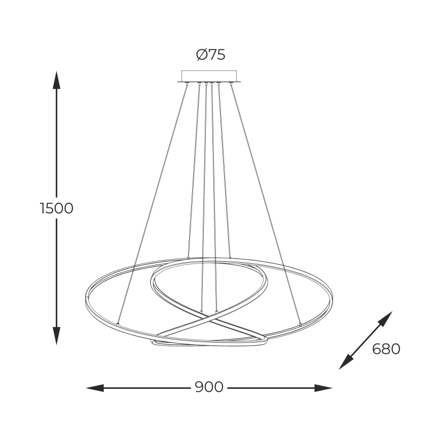 Zuma Line - LED Stmívatelný lustr na lanku LED/56W/230V zlatá